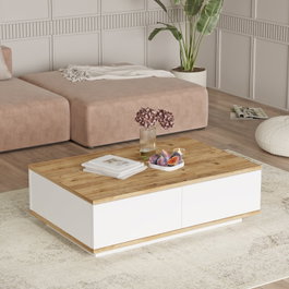 Hanah Home Mesa de Centro Fr14-Aw Pino Atlántico y Blanco